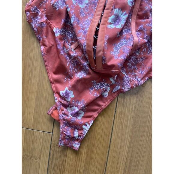 Intimately FP Free People Floral Tomato Night Rhythm Bodysuit - LARGE - Picture 3 of 6